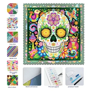 5D DIY Diamond Painting Skull Picture Diamond Art Kits for Beginners Home Decor Painting by Numbers Gift