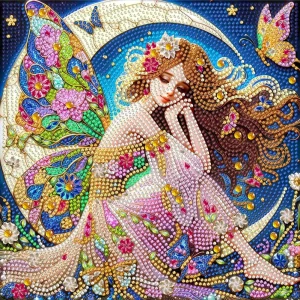 5D Square Diamond Painting Kit DIY Cartoon Butterfly Pearl Art Modern Wall Art with Frame for Starters