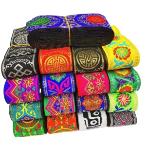 5cm Diy Textile Sewing Accessories Traditional Garment Lace Webbing Decorative Geometric Patterns Jacquard Trim Lace Bag Ribbons