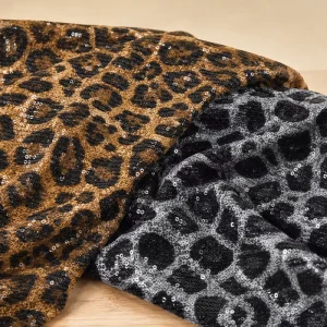 5mm Leopard Print Sequin Embroidery Fabric Beaded Textile for Formal Dresses Stage Dress and Party Costumes