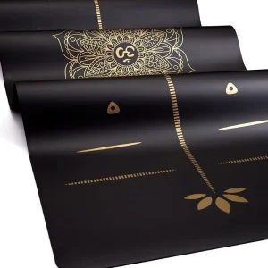 5mm Luxury PU Natural Rubber Yoga Mat Anti Slip Gold Foil Hot Stamping Print Fitness Gym Mat