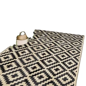 5×8 ft Waterproof Outdoor Carpet Modern Area Rug Large Floor Mat for RV Patio Backyard Deck Picnic Beach Camping Black Carpet