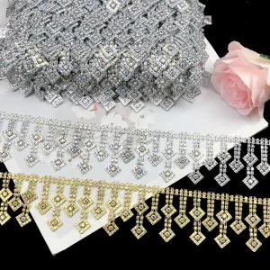5yards 10yards Colorful Crocheted Plastic Lace Trimming with Rhinestone Banding for Shoes Garments Bags Clothing Accessories