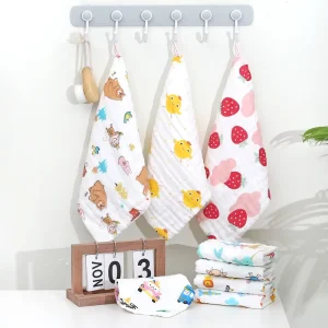 6 Layer 100% Cotton Muslin Baby Washcloth Solid Color Eco Friendly Skin Friendly High Density Infant Face Towel