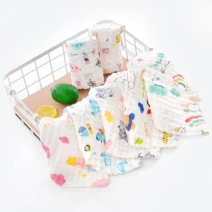 6 Layer Cotton Fabric Burp & Wash Cloths Soft Comfortable Stock Baby Bath Towel With Sensitive Skin for Newborns