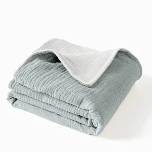 6 Layer Muslin Reversible Organic Cotton Swaddle Throw Blanket Dual Color Baby Crib Stroller Use Four Seasons Eco friendly