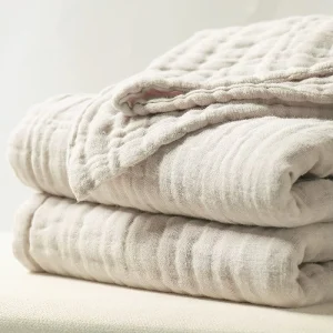 6 Layer Solid Square Raschel Throw Blanket Customizable 100% Cotton Muslin Woven for Couch Bed Use