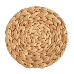 6 Pack Round Woven Placemats Natural Water Hyacinth Place Mats Braided Straw Table Mats for Dining Table