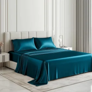 6 Pcs Bedspread Bed Set Solid Color Summer Satin Bed Sheet Bedding Set