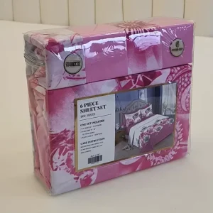 6 Piece King Size Floral Bed Sheet Set Cotton Touch Bedding Set with Fitted Sheet Flat Sheet and 4 Pillowcases