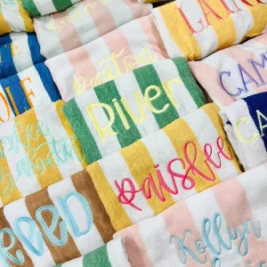 60*30inch Personalized Beach Towels Embroidered Name Towels Cabana Monogrammed Cotton Stripe Beach Towel