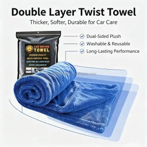 60*90cm (24″ X 36″) 1400GSM Microfiber Car Towel Custom 1600GSM High Grade Car Care Towel Twisted Loop Drying Towel