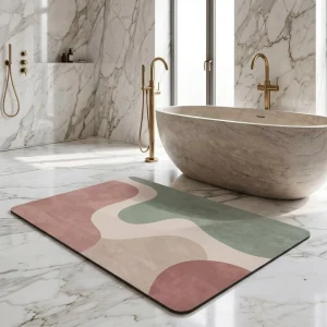 60*90cm Eco Friendly Non Slip Polyester Animal Print Cushioned Washable Christmas Style Bathroom Door Mat
