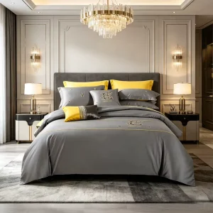 60 Count Long Staple Cotton Hotel Linen Homestay Bedding Comforter Set Embroidered Bed Sheet Duvet Cover Breathable