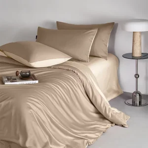 60-count 100% Cotton Four-piece Bedding Set Including Duvet Cover Fitted Sheet Premium Feel Reactive