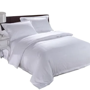 60s 300tc 100% Cotton White Satin Bedding Set for Luxury 5 Star Resort Hotel