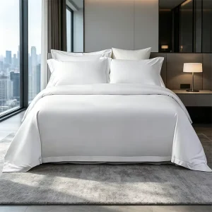 60s Cotton Sateen 4pc Sheet Set Queen White Hotel Quality Fade Resistant Reactive Dye