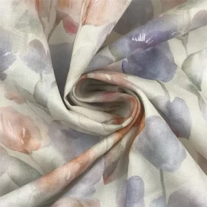 60s Polyester Woven Combed Bubble Fabric for Girls Dresses Large Floral Printed 90 GSM
