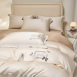 60s Twill Light Luxury Embroidery Naked Sleep Quilt Cover Bed Sheet Bed Skirt All-season Use