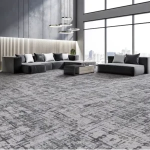 60x60cm Timber Look Abstract Nylon Modular Carpet Tiles Commercial Office Rug Sound Absorption PVC Backing for Hotel Restaurant