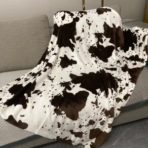 60x80inch Soft Warm Plush Custom Double Sided Cow Cartoon Animal Printed Microfiber Flannel Throw Blanket Christmas Anti Pilling