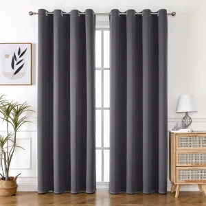 63-Inch Thermal Insulated Grommet Curtains Blackout Window Drapes Living Room Hotel Woven Room Darkening