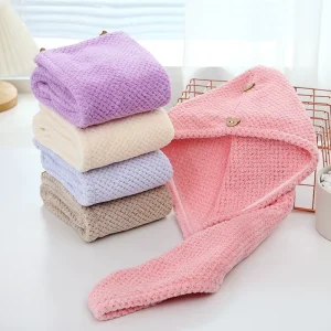 65*25cm Hair Hat Waffle Custom Packaging Salon Quick Dry Turban Fast Drying Microfiber Hair Towel Hair Drying Towels Wrap