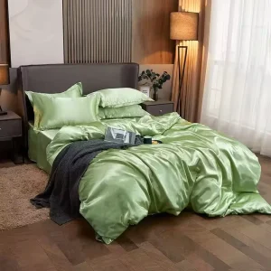 6A 100% Mulberry Silk Cooling European Style 4 Piece Bedding Set with 300TC Thread Count