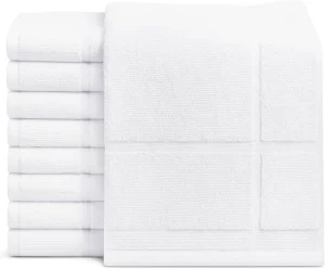 6Pcs Luxury 100% Cotton Eco Friendly Machine Washable Water Absorbent Non Slip Bath Mat Bathroom Floor Rug Tassel Hotel Home Spa