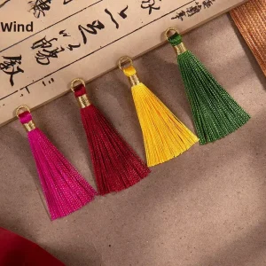 6cm Gold Thread Pull Ring Small Tassel 100% Polyester Decorative Hanging Spike DIY Bookmark Earrings Headdress Curtain Garment