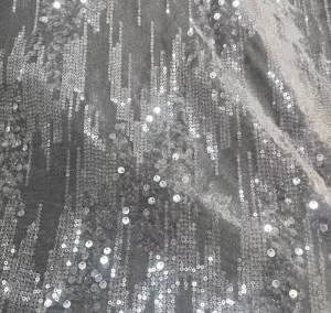 6cm Two Tone Sequined Flannel Fabric 3cm Sequin Embroidered Dobby Style Plain Tricot Mesh Computer Embroidery Stretchable Fabric