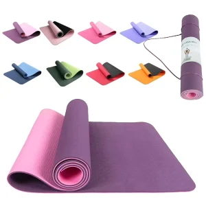 6mm TPE Yoga Mat 72″x24″ Non Slip Eco Friendly Exercise Mat Knee Protection with Carrying Strap for Home Pilates Workout