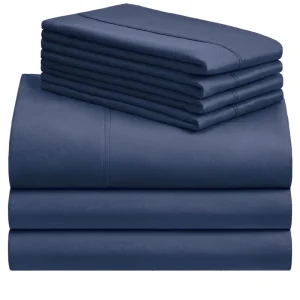 6pcs Polyester Microfiber Bedding Sets Woven Plain Style Sheets and Pillowcases