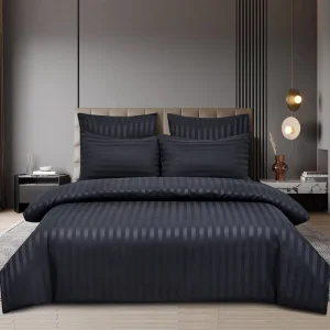 6pcs Set Home Stripe Embossed Bedding Sheet Set Soft Microfiber Cooling Fitted Flat Sheet & Pillowcase Sets