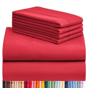 6pcs Sheet Set Queen Size Bedroom Sheet and Pillowcase Sets Comfy Breathable Hotel Cooling Microfiber Bedding