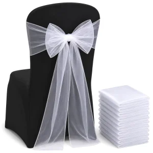 7*108inches Lace Chair Bow Sash Decor for Wedding Home Banquet Events Reusable & Washable