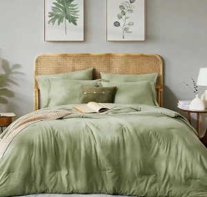 7 Piece Bed in a Bag Queen Size Sage Green Comforter Set All Season Warm Bedding Set with Sheet Set and Pillowcases