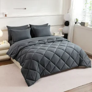 7 Piece Bedding Set Mattress Topper Comforter Pillowcases Flat Sheet All Filled Durable Polyester for Comfort Relaxation