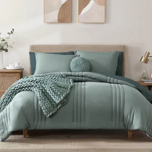 7 Piece Breathable Solid Color King Size Comforters Bed Sheet Set