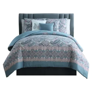 7 Piece Fashionable Comforter Set Printed Pattern Bed in Bag