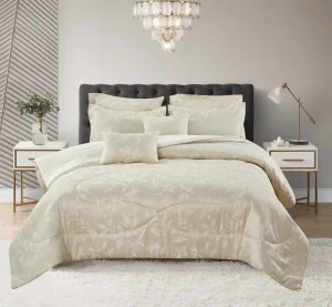7-Piece Jacquard Floral Microfiber Sheet Set Woven 400TC Luxury Soft Breathable Modern Home