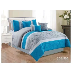 7 Piece Light Weight Microfiber Bed In A Bag Comforter Bedding Set with Fitted Sheet