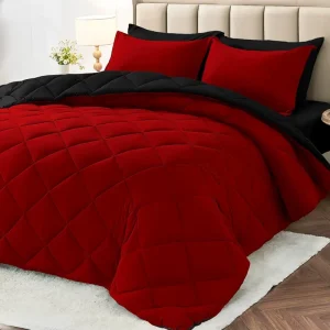 7 Piece Modern Queen Comforter Set Reversible Design 100% Microfiber Eco Friendly Breathable Includes Comforter Sheets