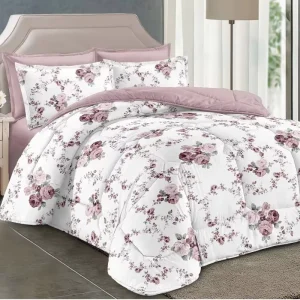 7 Pieces Bed in a Bag Floral Comforter Set Queen Flowers Bedding Comforter Sets with Flat Sheet Fitted Sheet 4 Pillowshams