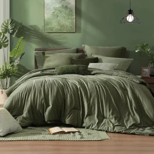 7 Pieces Cationic Dyeing Quilts Comforter Sets Bedding Components Reversible Design 100% Polyester Breathable All-Season Use