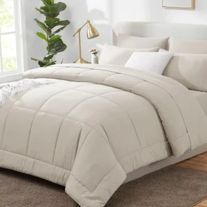 7 Pieces Modern Comforter Set Queen Size All-Season 100% Polyester Bedding Stitch Quilted Comforter Pillowcases Customizable