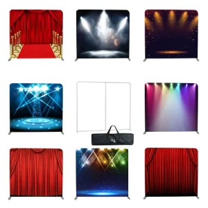 7.6ft Adjustable Tension Fabric Backdrop Stand Kit Double Sided for Photobooth