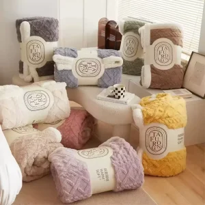 70*100cm Custom Solid Throw Soft Home Textile Throw Fleece Flannel Jacquard Sherpa Blanket for Bed Baby