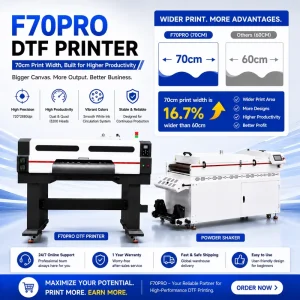 70cm DTF Printer with Powder Shaker 3 7 Days Fast Delivery 110V 220V Dual I3200 Film Printer with Local Technical Support