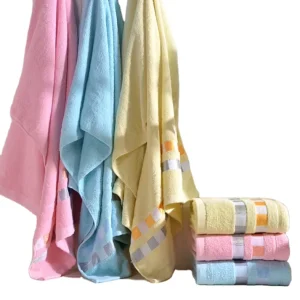 70x140cm Adult Bath Sheet Super Soft Fast Dry Cotton Plain Dyed Shower Towel Household Use